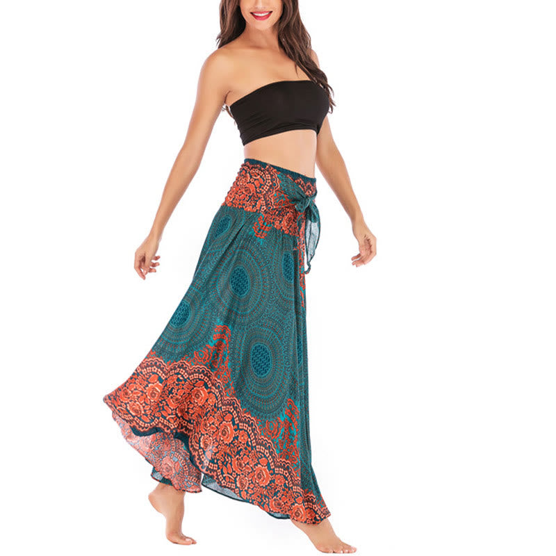 Buddha Stones Due stili indossano un abito con gonna allacciata con fiori rosa dei venti bohémien - image 3