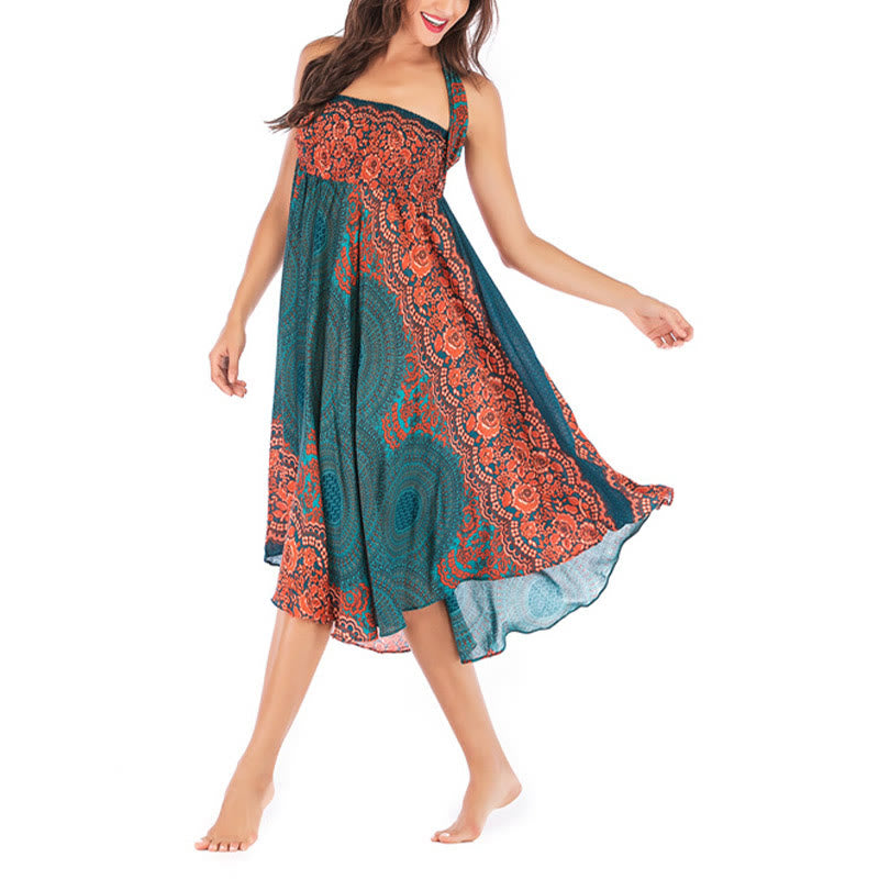 Buddha Stones Due stili indossano un abito con gonna allacciata con fiori rosa dei venti bohémien - image 8