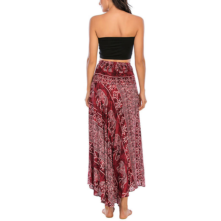 Buddha Stones Due stili indossano Boho Elephant Geometry Abito con gonna allacciata - image 12