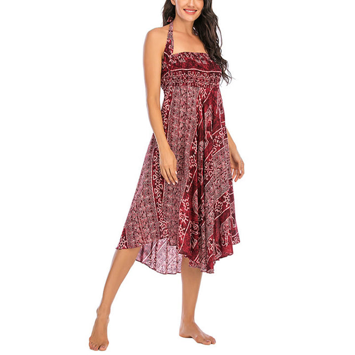 Buddha Stones Due stili indossano Boho Elephant Geometry Abito con gonna allacciata - image 14