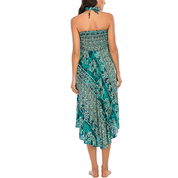 Buddha Stones Due stili indossano Boho Elephant Geometry Abito con gonna allacciata - image 31