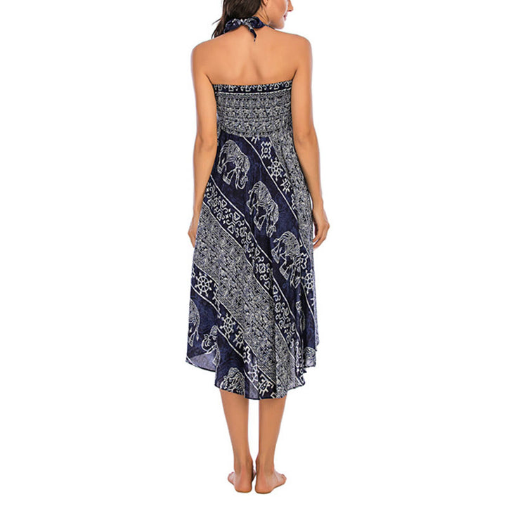 Buddha Stones Due stili indossano Boho Elephant Geometry Abito con gonna allacciata - image 23