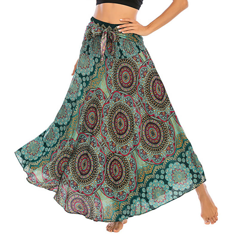 Abito con gonna allacciata con fiori mandala bohémien in due stili Buddha Stones - Verde chiaro - US4， UK/AU8，EU36-44 (F) - image 0
