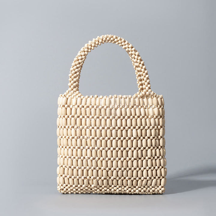 Borsa a mano con perline di legno intrecciate a mano Buddha Stones
