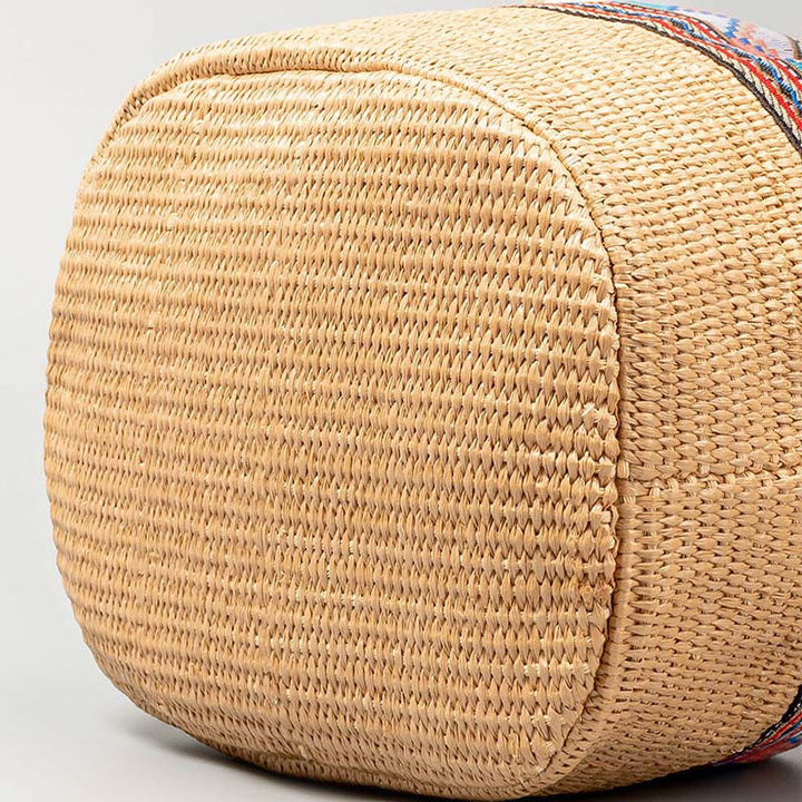 Borsa a tracolla con nappe, motivo : Buddha Stones Beach Geometry, in paglia intrecciata