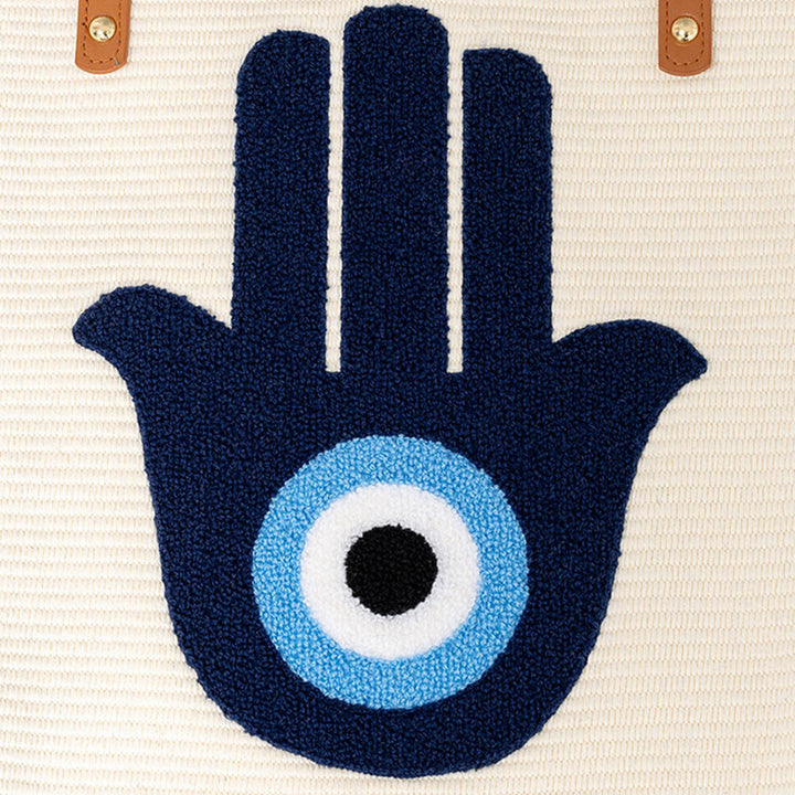 Borsa a tracolla in tela con nappa Hamsa, grande capacità, con foglie di malocchio e Buddha Stones