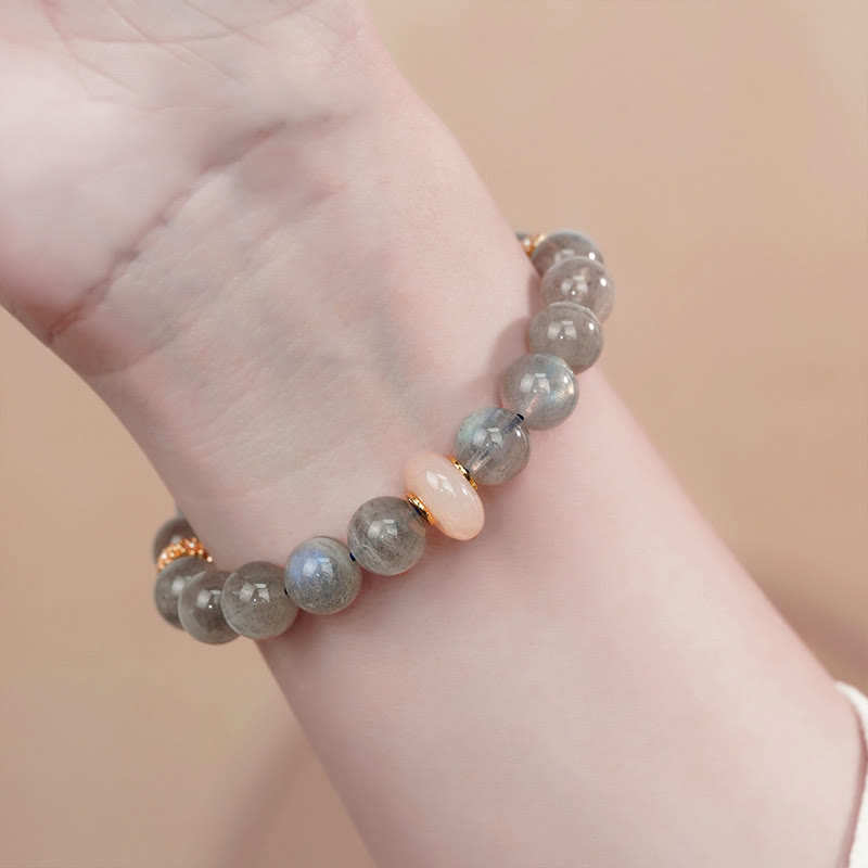 Buddha Stones Natural Moonstone Grey Agate Guarigione Cambiamento Bracciale - image 1