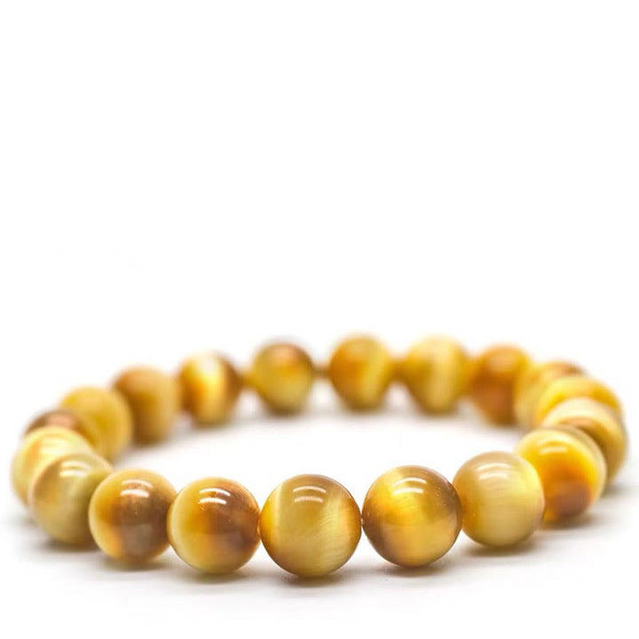 Braccialetto di protezione della fortuna con perline di occhio di tigre e Buddha Stones