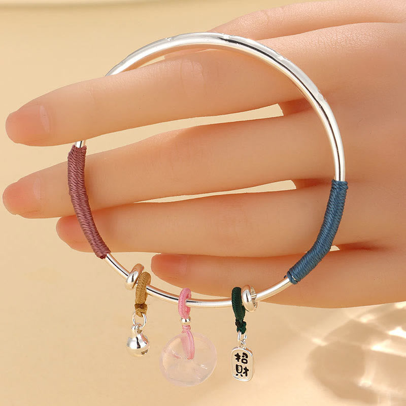 Braccialetto con fibbia della pace in cristallo rosa Buddha Stones Lucky Flower Love