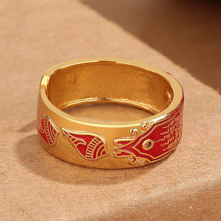 Anello di guarigione in rame con cinque scritture Buddha Stones