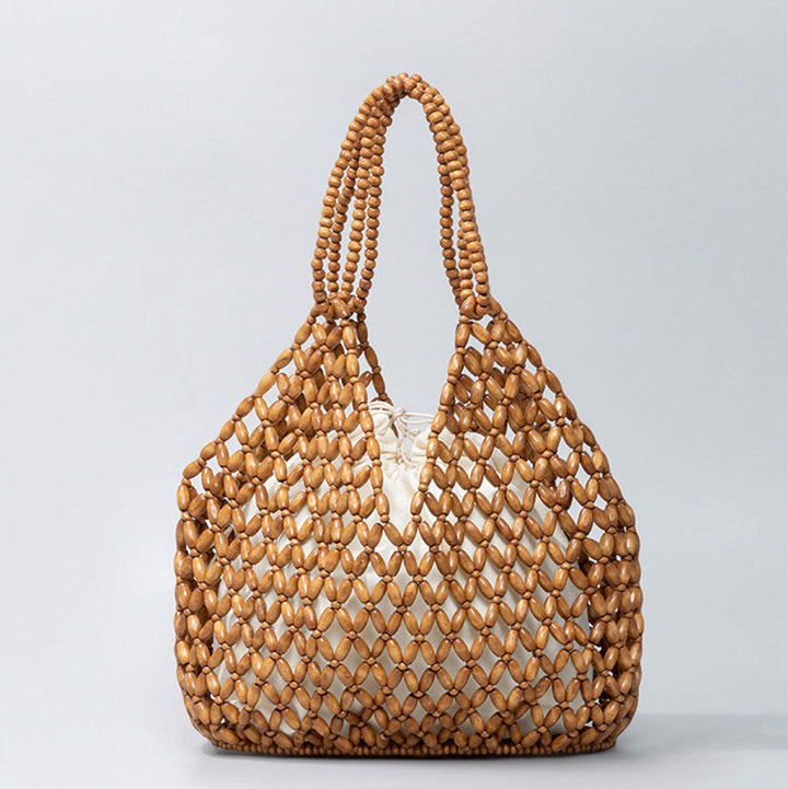 Borse a tracolla con perline di legno intrecciate a mano , Buddha Stones
