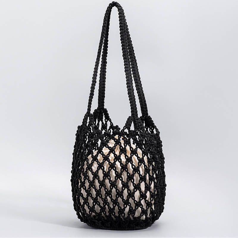 Buddha Stones Borsa a tracolla in filo di cotone intrecciato a mano