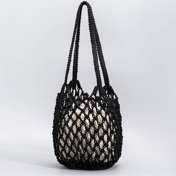 Buddha Stones Borsa a tracolla in filo di cotone intrecciato a mano