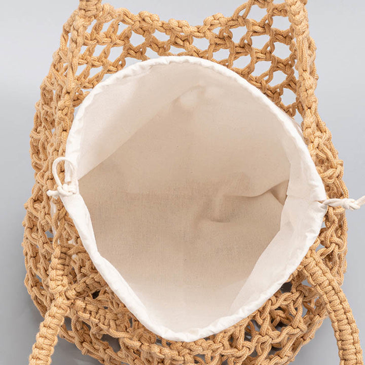 Buddha Stones Borsa a tracolla in filo di cotone intrecciato a mano