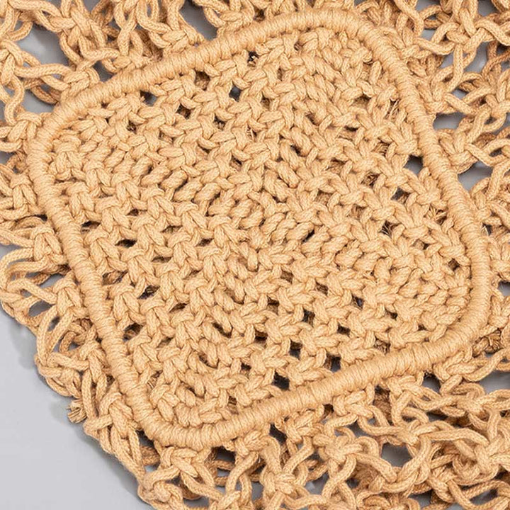 Buddha Stones Borsa a tracolla in filo di cotone intrecciato a mano