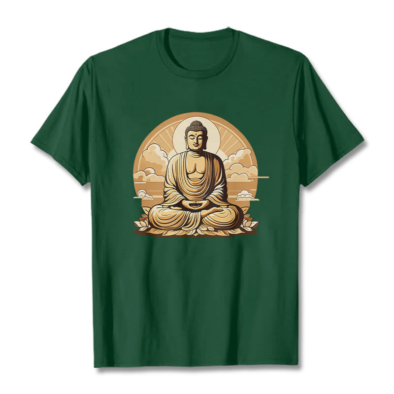 Maglietta Buddha Stones Sole Nuvole di buon auspicio Buddha Tee - Verde foresta - 2XL - image 10