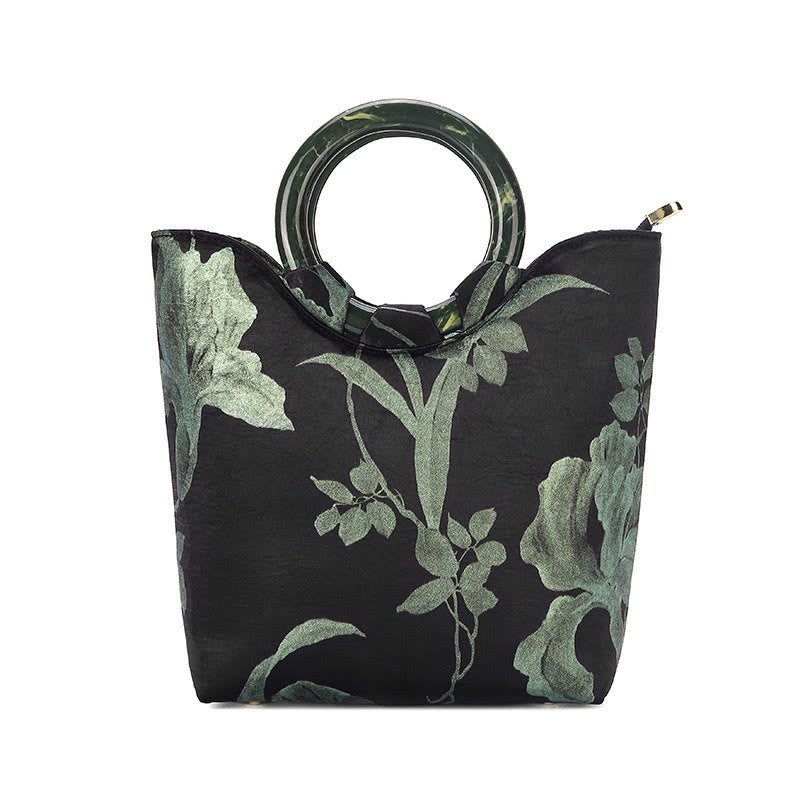 Borsa vintage con stampa Buddha Stones , orchidee nere e verdi - image 3