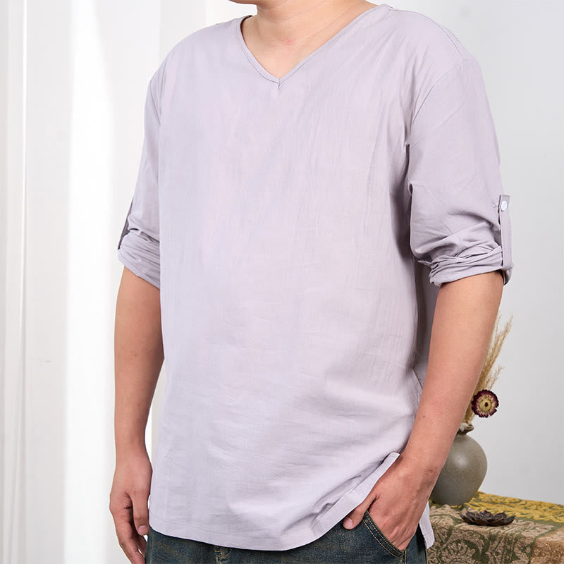 T-shirt da uomo a tre quarti con maniche a tinta unita e motivo Buddha Stones