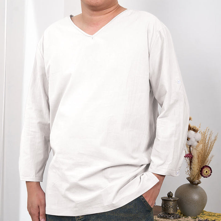 T-shirt da uomo a tre quarti con maniche a tinta unita e motivo Buddha Stones