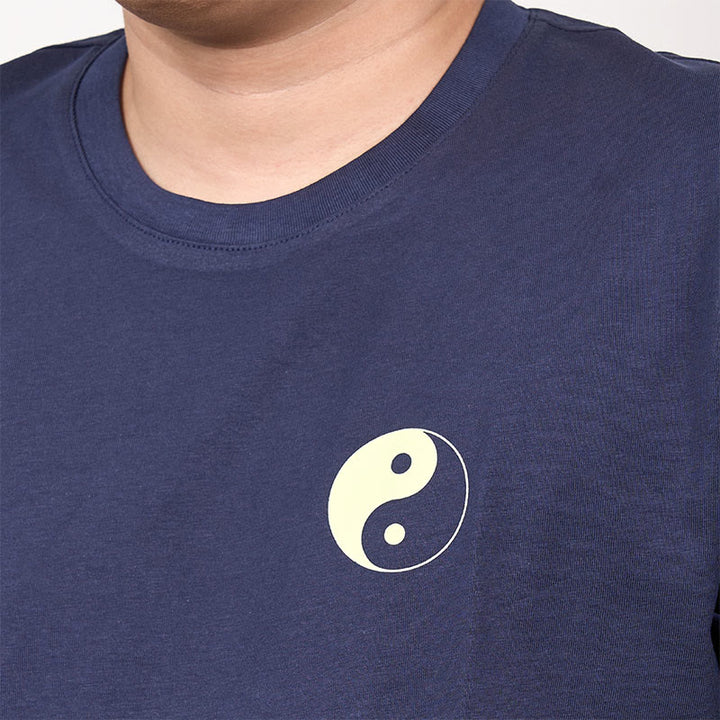 Buddha Stones Uomo Estate Girocollo Manica Corta Yin Yang Cotone T-Shirt