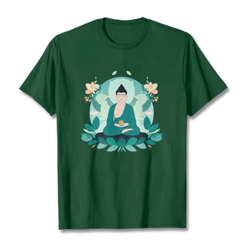 Maglietta Buddha Stones Close Eyes Foglia Verde Buddha Tee - Verde foresta - 2XL - image 12