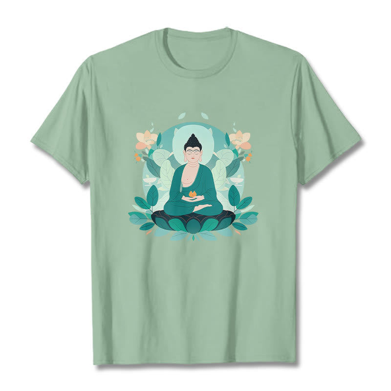 Maglietta Buddha Stones Close Eyes Foglia Verde Buddha Tee - Verde pallido - 2XL - image 1