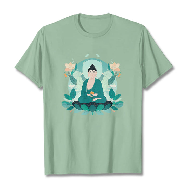 Maglietta Buddha Stones Close Eyes Foglia Verde Buddha Tee - Verde pallido - 2XL - image 1
