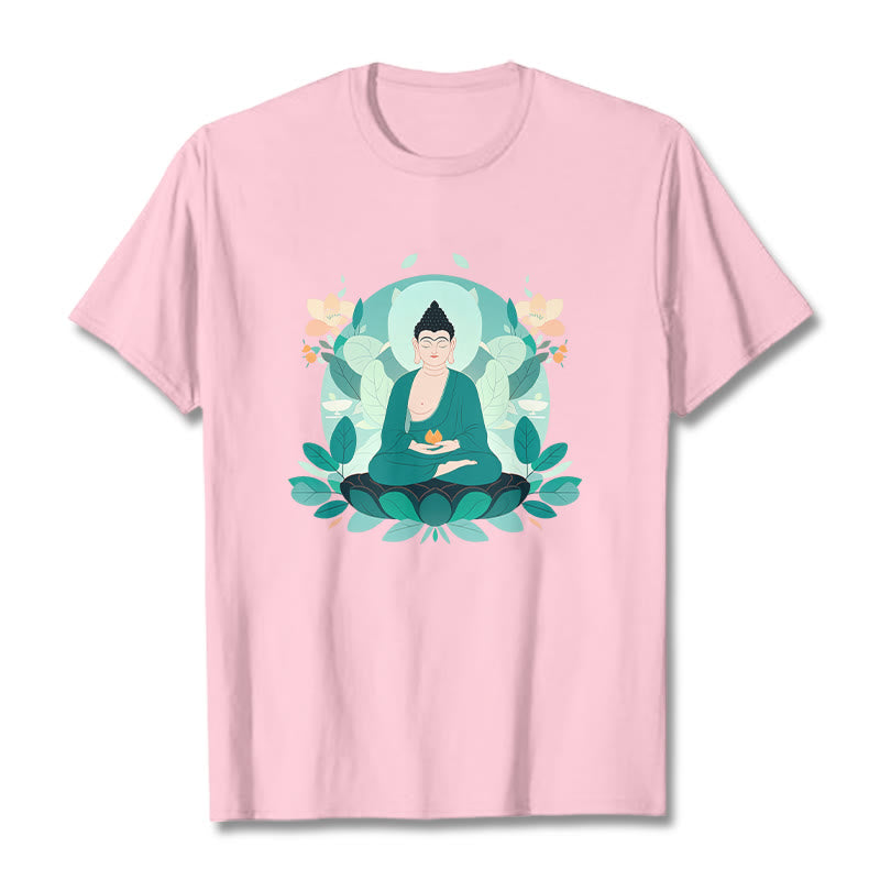 Maglietta Buddha Stones Close Eyes Foglia Verde Buddha Tee - Rosa chiaro - 2XL - image 14