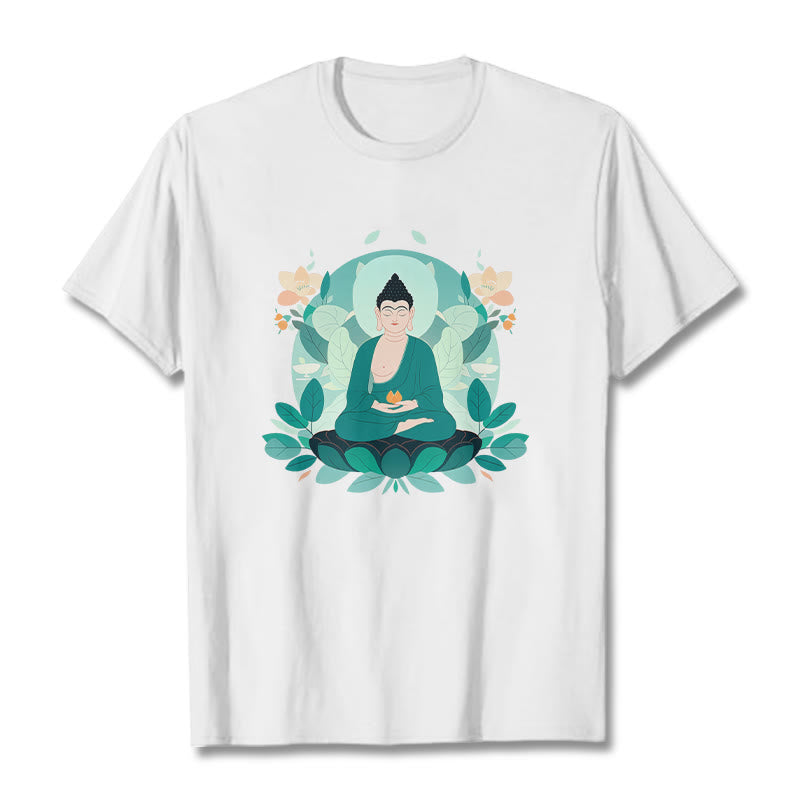 Maglietta Buddha Stones Close Eyes Foglia Verde Buddha Tee - Bianco - 2XL - image 3
