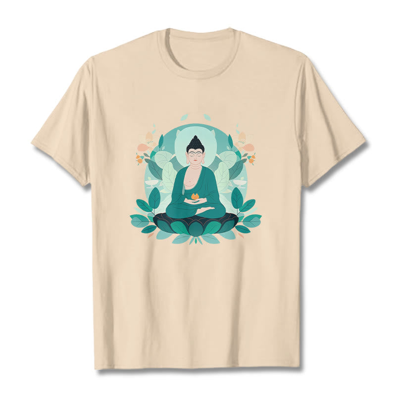 Maglietta Buddha Stones Close Eyes Foglia Verde Buddha Tee - Biscotto - 2XL - image 10