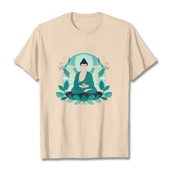 Maglietta Buddha Stones Close Eyes Foglia Verde Buddha Tee - Biscotto - 2XL - image 10