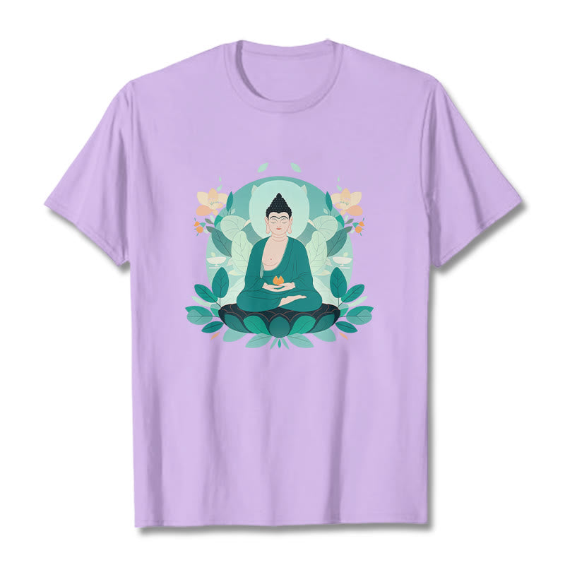 Maglietta Buddha Stones Close Eyes Foglia Verde Buddha Tee - Prugna - 2XL - image 16