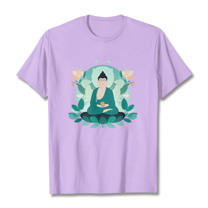 Maglietta Buddha Stones Close Eyes Foglia Verde Buddha Tee - Prugna - 2XL - image 16