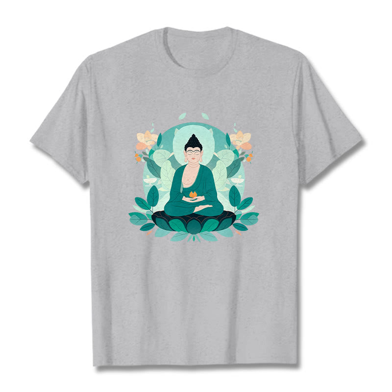 Maglietta Buddha Stones Close Eyes Foglia Verde Buddha Tee - Grigio chiaro - 2XL - image 19
