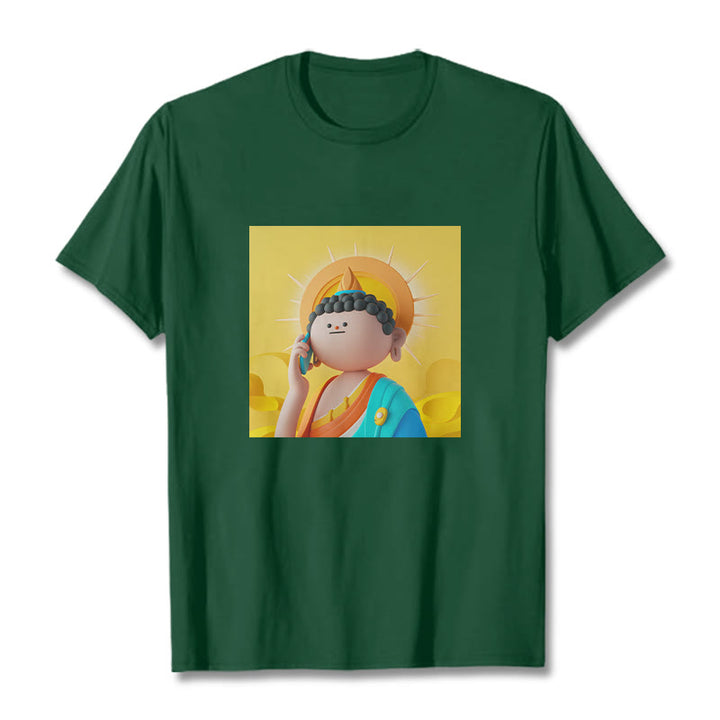 Maglietta Buddha Stones Buddha prende il telefono - Verde foresta - 2XL - image 10