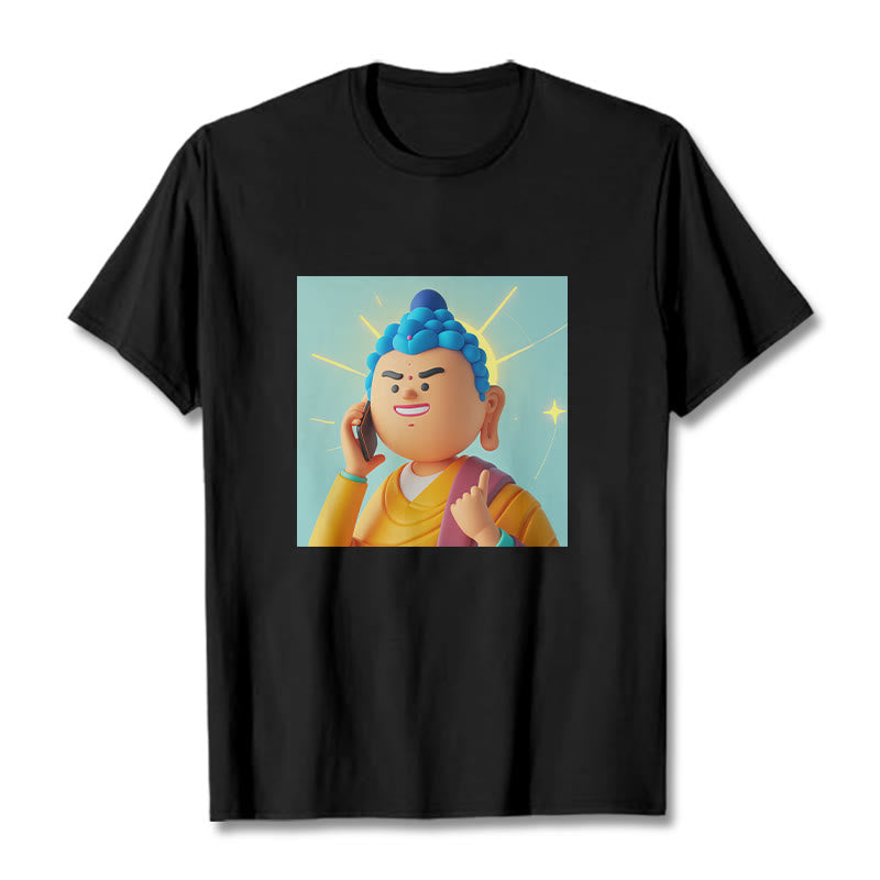 Maglietta divertente con cartone animato Buddha Buddha Stones - Nero - 2XL - image 7