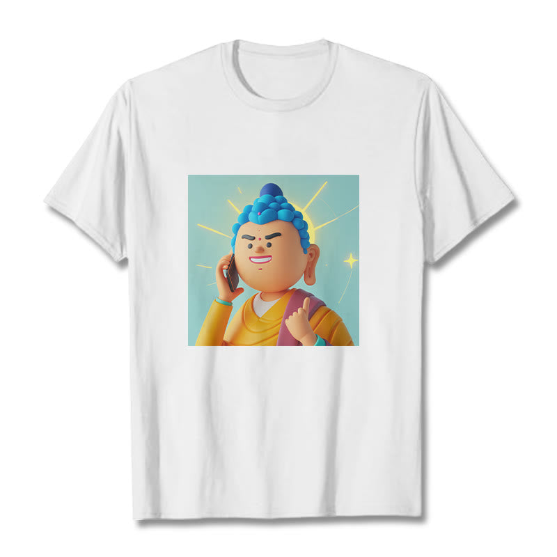 Maglietta divertente con cartone animato Buddha Buddha Stones - Bianco - 2XL - image 4