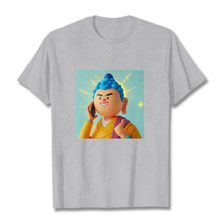 Maglietta divertente con cartone animato Buddha Buddha Stones - Grigio chiaro - 2XL - image 19