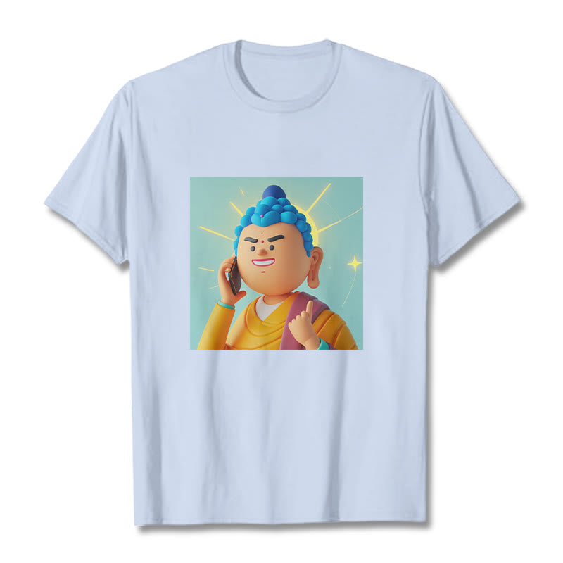 Maglietta divertente con cartone animato Buddha Buddha Stones - Ciano chiaro - 2XL - image 1