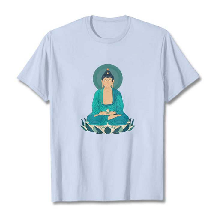Maglietta Buddha Stones Lotus Meditazione Buddha Tee - Ciano chiaro - 2XL - image 8