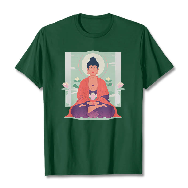 Maglietta Buddha Stones Lotus Meditazione Buddha Tee - Verde foresta - 2XL - image 4