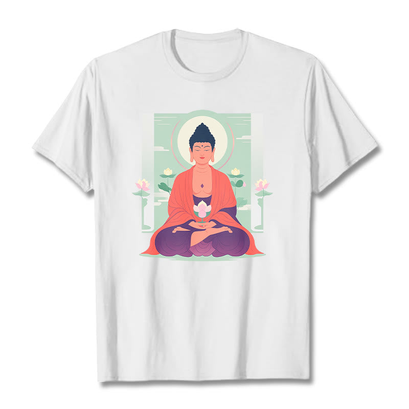 Maglietta Buddha Stones Lotus Meditazione Buddha Tee - Bianco - 2XL - image 1