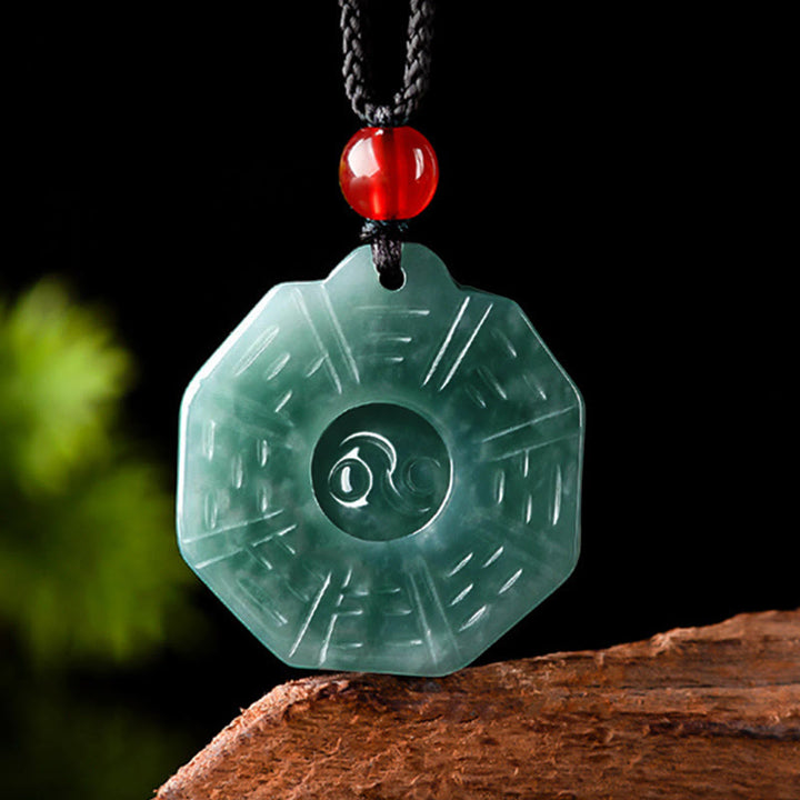 Ciondolo con collana di prosperità FengShui Bagua Yin Yang in giada naturale con Buddha Stones - image 4