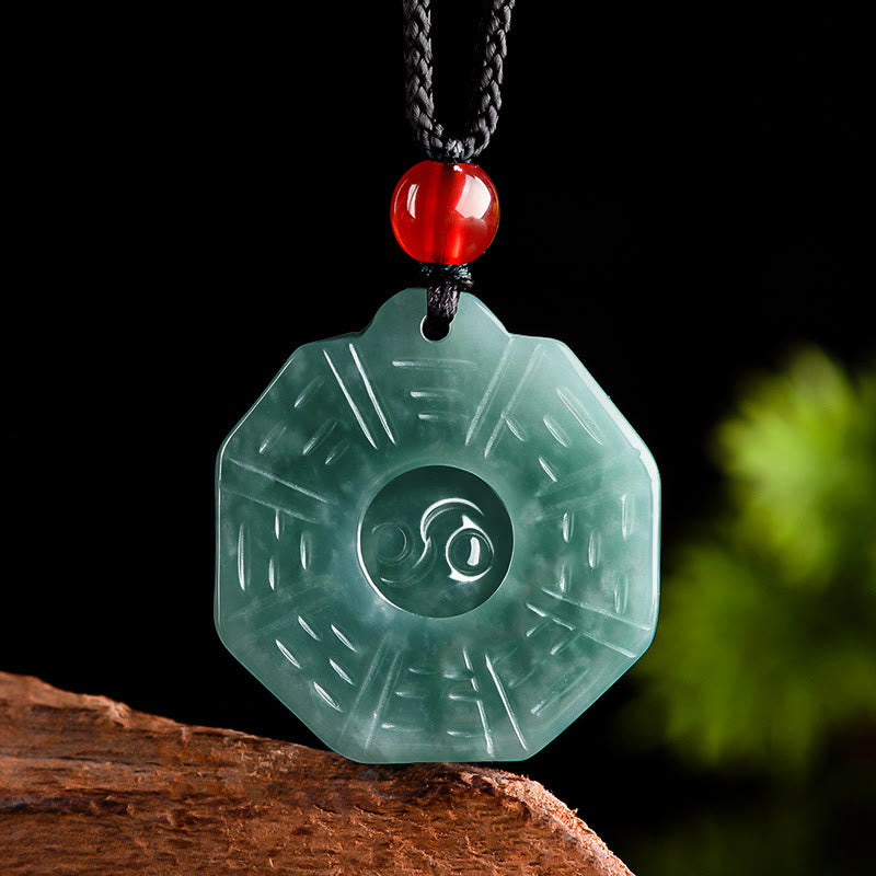 Ciondolo con collana di prosperità FengShui Bagua Yin Yang in giada naturale con Buddha Stones - Giada (Prosperità♥Abbondanza) - image 1