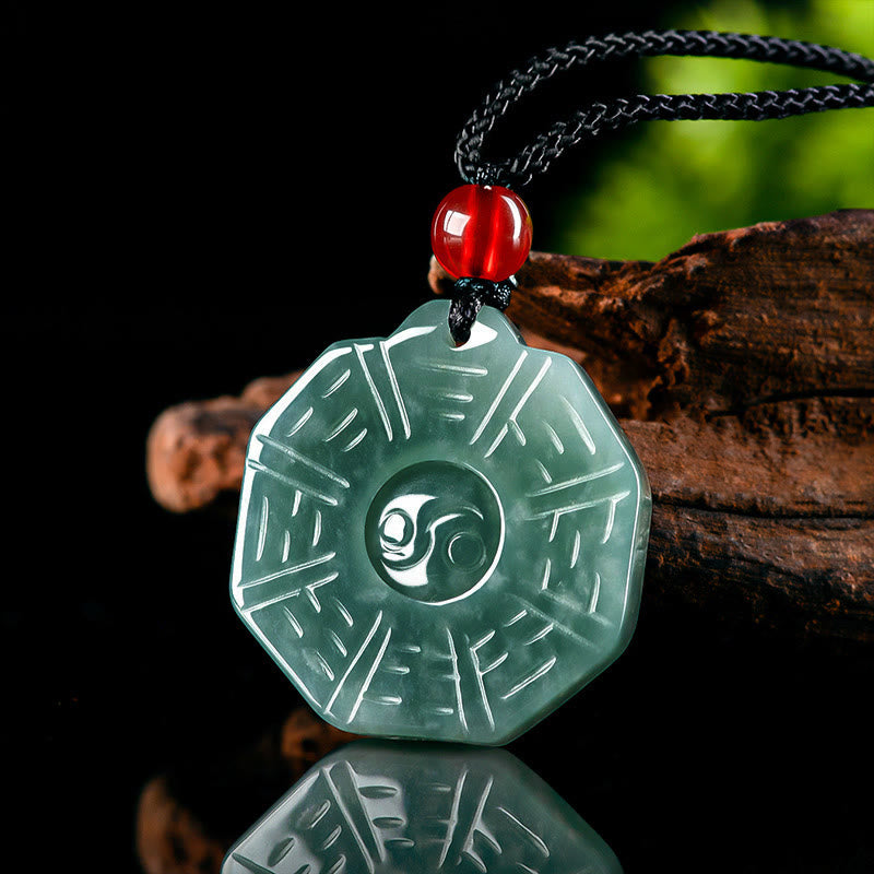 Ciondolo con collana di prosperità FengShui Bagua Yin Yang in giada naturale con Buddha Stones - image 2