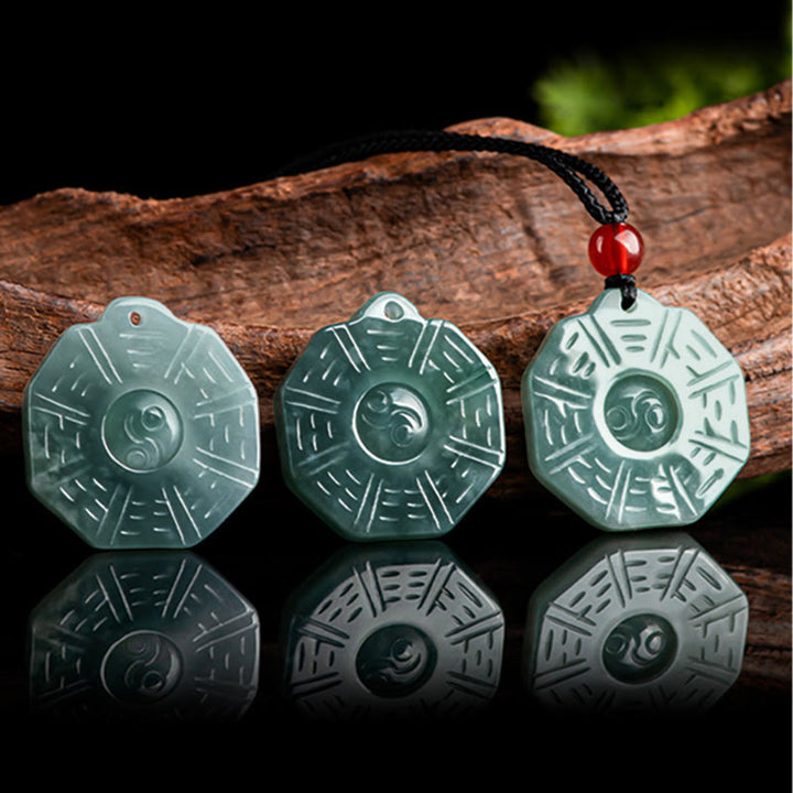 Ciondolo con collana di prosperità FengShui Bagua Yin Yang in giada naturale con Buddha Stones - image 6
