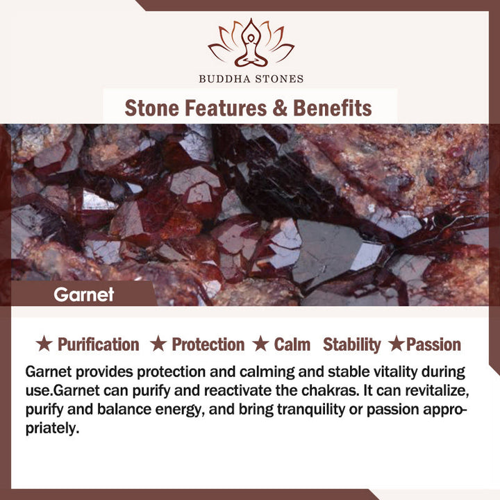 Braccialetto di protezione con perline quadrate in quarzo fragola, granato, cinabro , Buddha Stones