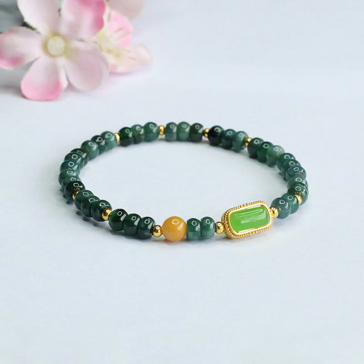 Braccialetto della fortuna con topazio verde naturale Buddha Stones