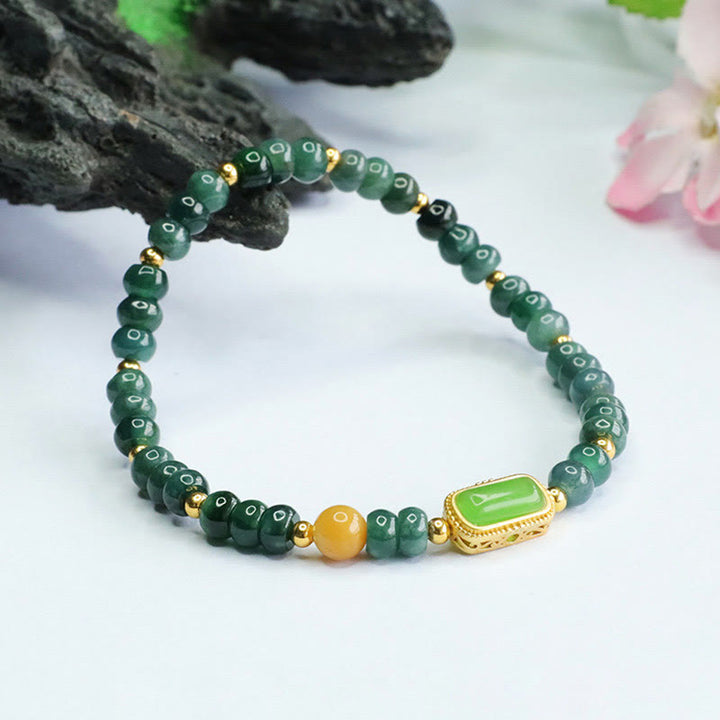 Braccialetto della fortuna con topazio verde naturale Buddha Stones