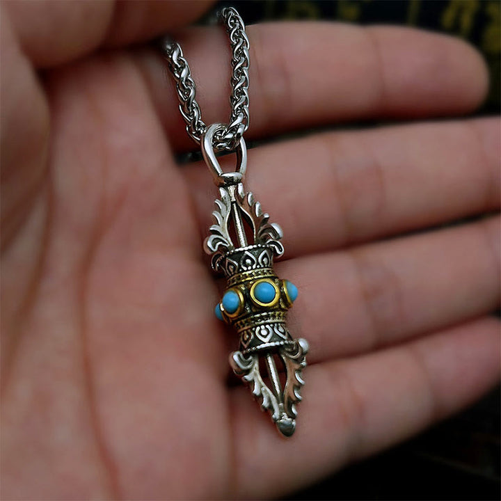 Buddha Stones Tibet Vajra Dorje Modello Rame Fortuna Ricchezza Collana Pendente in Metallo